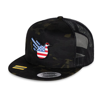 American Black Camo Trucker Flat Bill - Effing Gear