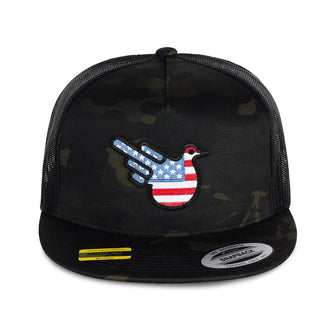 American Black Camo Trucker Flat Bill - Effing Gear