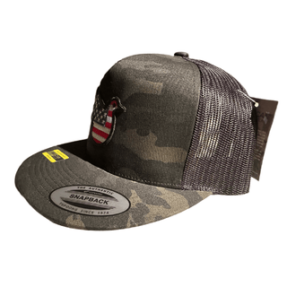 American Black Camo Trucker Flat Bill - Effing Gear