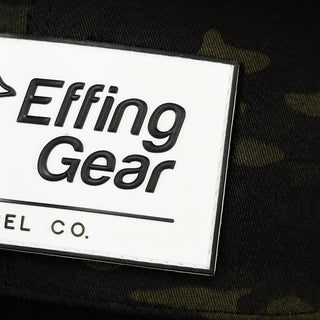 Black Camo Trucker Flat Bill PVC Patch - Effing Gear