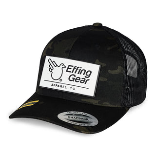 Black Camo Trucker Flat Bill PVC Patch - Effing Gear