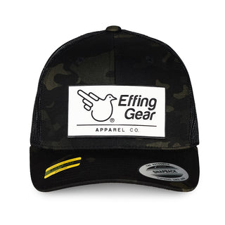 Black Camo Trucker Flat Bill PVC Patch - Effing Gear