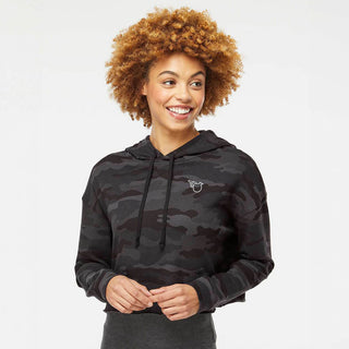 The Sarah Black Camo Lightweight Crop Hooded Sweatshirt - Effing Gear