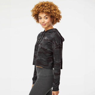 The Sarah Black Camo Lightweight Crop Hooded Sweatshirt - Effing Gear