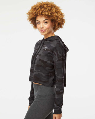 The Sarah Black Camo Lightweight Crop Hooded Sweatshirt - Effing Gear